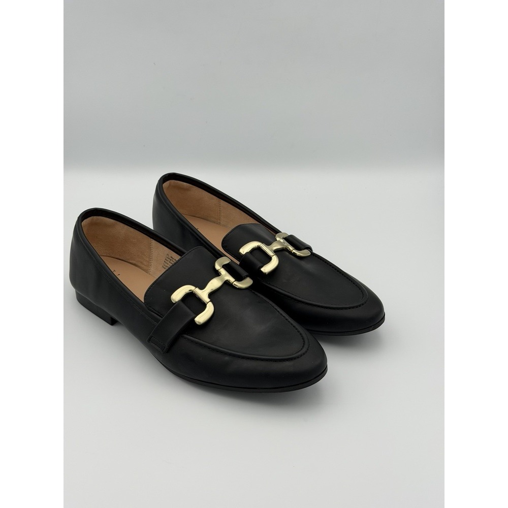 A New Day Carolyn Women's Black Faux Leather Horsebit Loafers Size 9.5